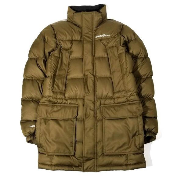 EDDIE BAUER Quilted Down StormRepel DWR Cargo Puffer Parka Jacket Small Gorpcore - Picture 1 of 10